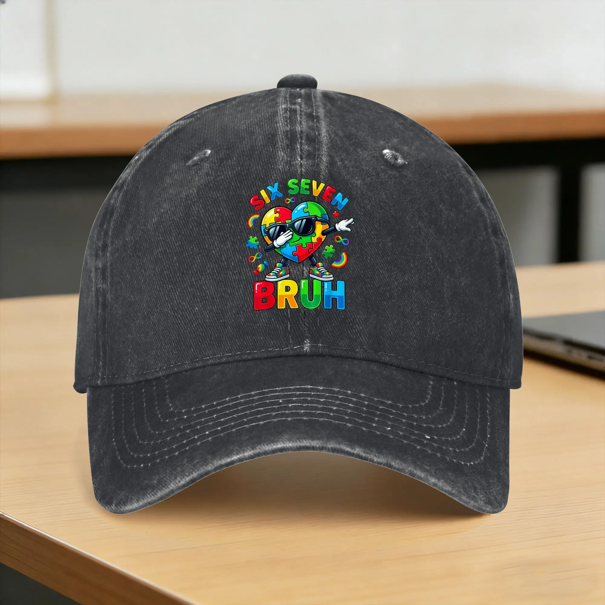 Funny 67 Puzzle Autism Awareness 6 7 Baseball Cap Sun Hiking Fishing Wholesale Washed Trucker Hat Men Casual Print Baseball Caps