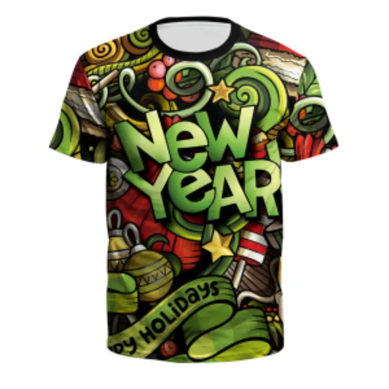 السنة الجديدة أفضل عيد الميلاد المحملة عيد الميلاد النساء تي شيرت ثلاثية الأبعاد الطباعة الجدة س الرقبة تيز الزي غير الرسمي الإناث الشارع الشهير هدايا عيد