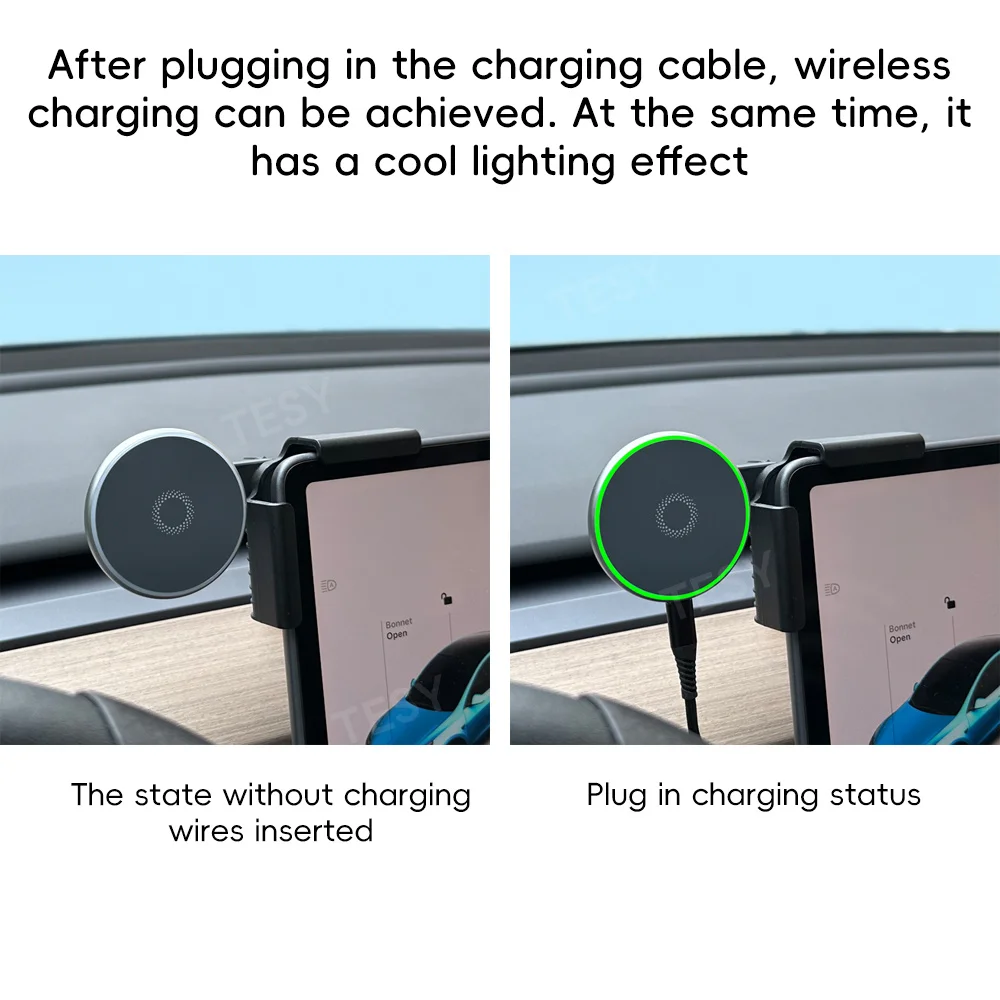 Car Phone Mount Holder 15W Magnetic Wireless Charger Compatible with MagSafe for Tesla Model Y Launch 2026 2025 Model 3 HIGHLAND