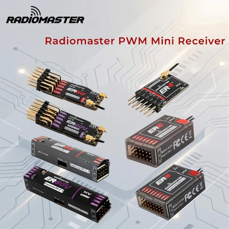 

Radiomaster PWM Mini Receiver ER4 ER6 ER6G ER6GV ER8 ER8G ER8GV 4-8CH CRSF ExpressLRS 2.4GHz 100mw for RC Aircraft Boat Car