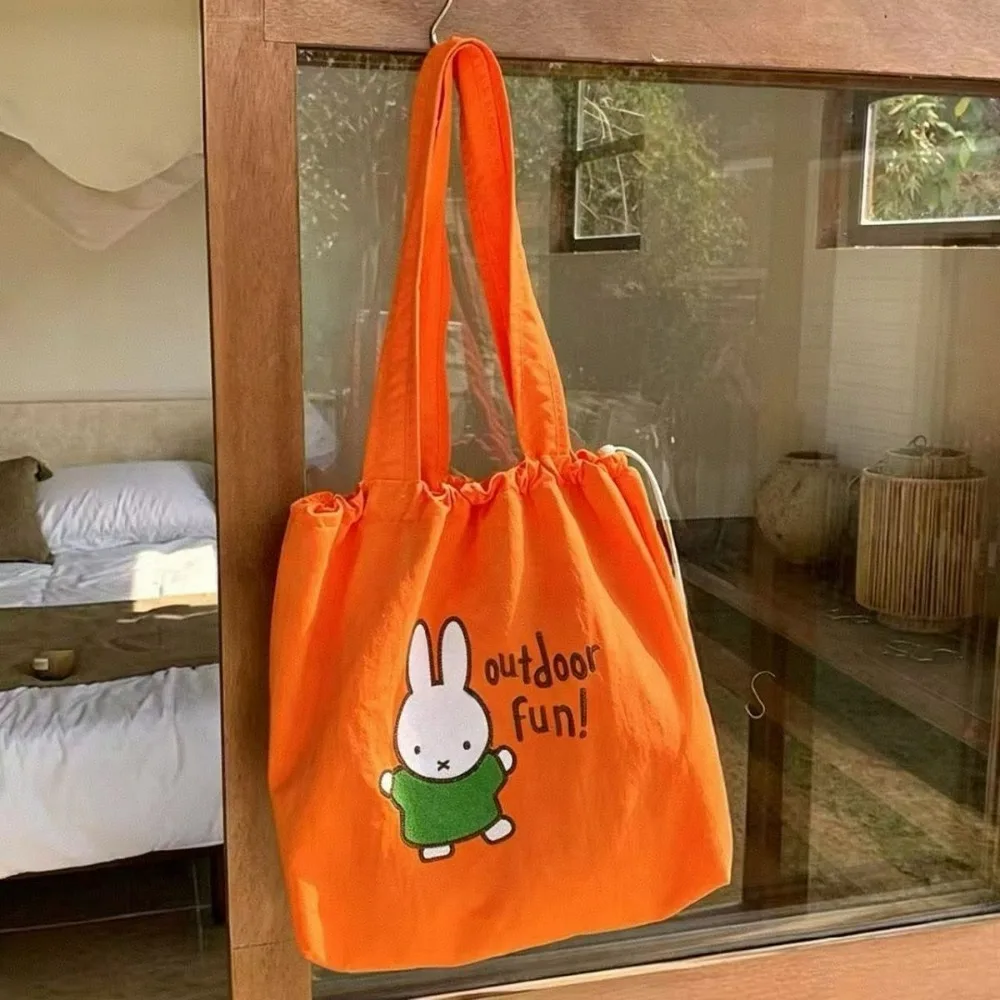Miffy Cartoon Handheld Shoulder Bag Drawstring Eco Bag Ultra Light Foldable Shopping Pouch Portable Household Outdoor Storage view 6