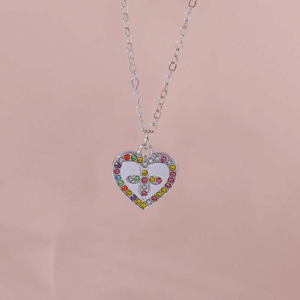 Aihua Y2K Silber Farbe Kristall Blume Katze Bär Schmetterling Bowknot Halskette für Frauen Mädchen Zarte Halskette Schmuck Geschenke – Detail 7