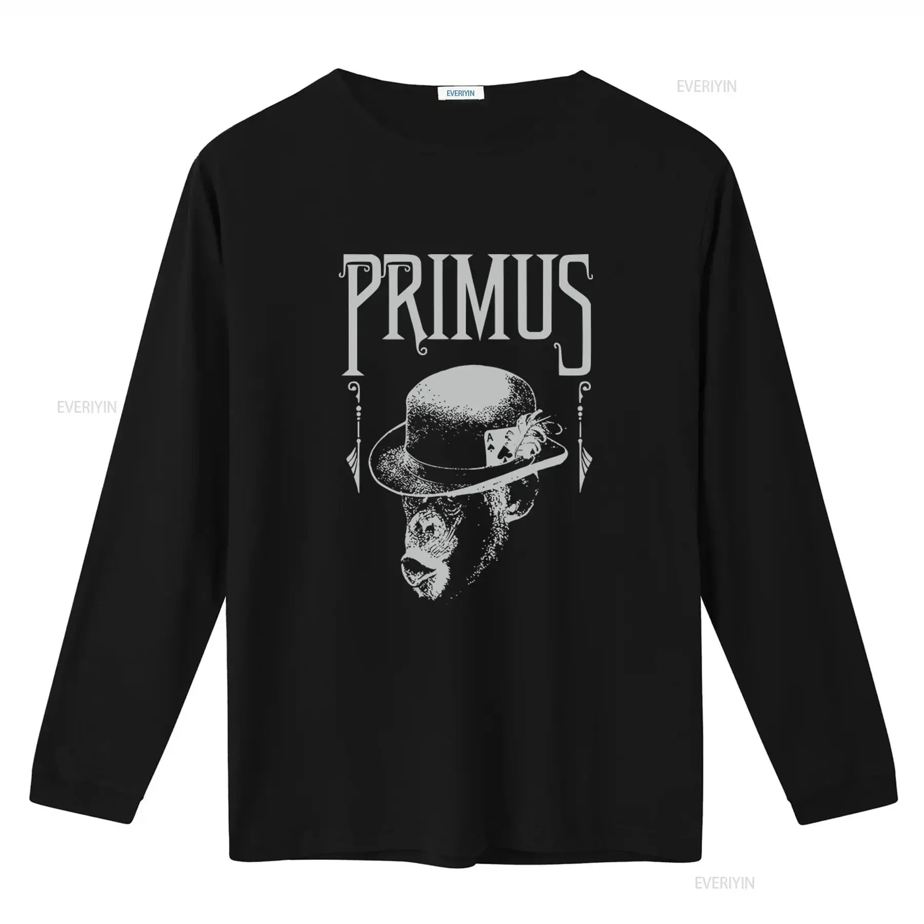 Primus Men's T Shirt Fancy Monkey Bowler Hat Ace Design  vintage Washed Stretched Top For Everyday Wear designer clothes