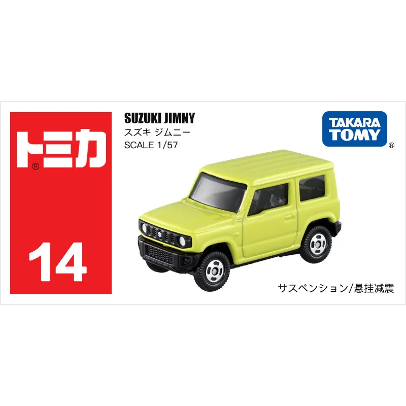Original TAKARA TOMY Tomica No.14 Suzuki Jimny Green 1/57 Diecast Alloy Off-Road SUV Model with Working Suspension Collectible G