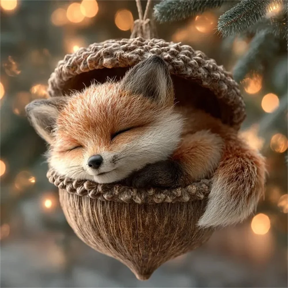Acryl-Weihnachtsbaumschmuck, 2D-Tier-Ornament-Anhänger, niedliches Tier, rustikales saisonales Dekor für Baumfenster, Weihnachtsgeschenk – Detail 6