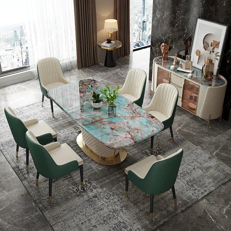 Marble dining table modern simple luxury rectangular dining table designer dining table high-end