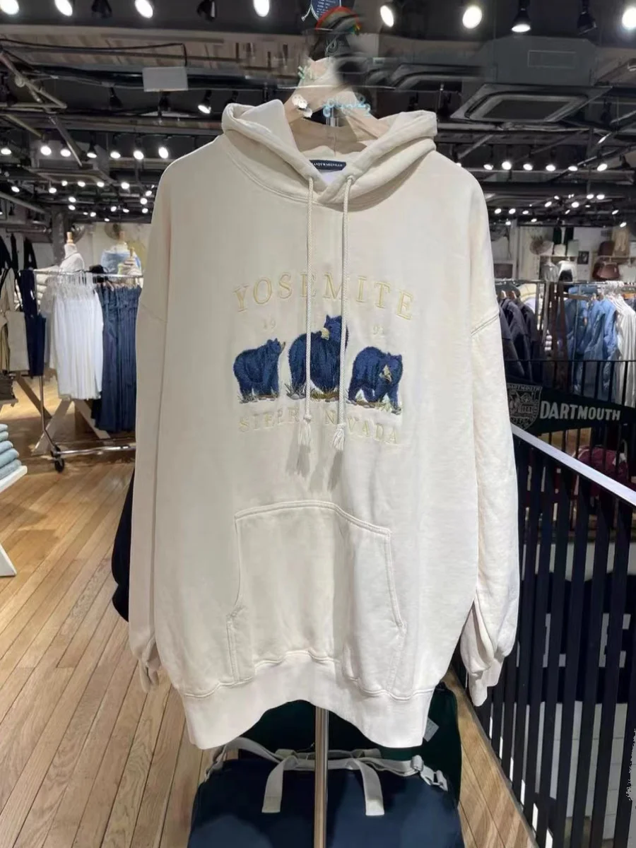 

Классическая женская толстовка BM с вышивкой, весна-осень, свободного кроя, из хлопка, удобная, дышащая, с длинными рукавами