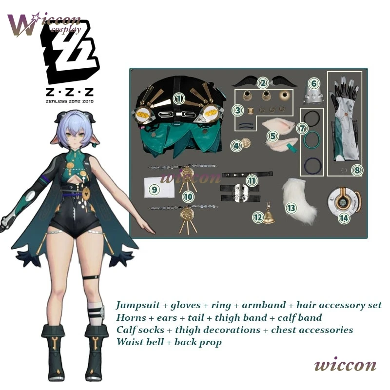 أزياء لوسيا التأثيرية ZZZ Zenless Zone Zero شعر مستعار موحد أغطية الرأس لعبة الزي Spook Shack بدلة نسائية لحفلات الهالوين