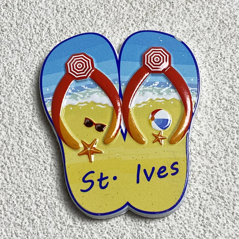 

St. Ives Slippers World Travel Souvenirs, 3D Magnetic Refrigerator Stickers, Kitchen and Home Decorations