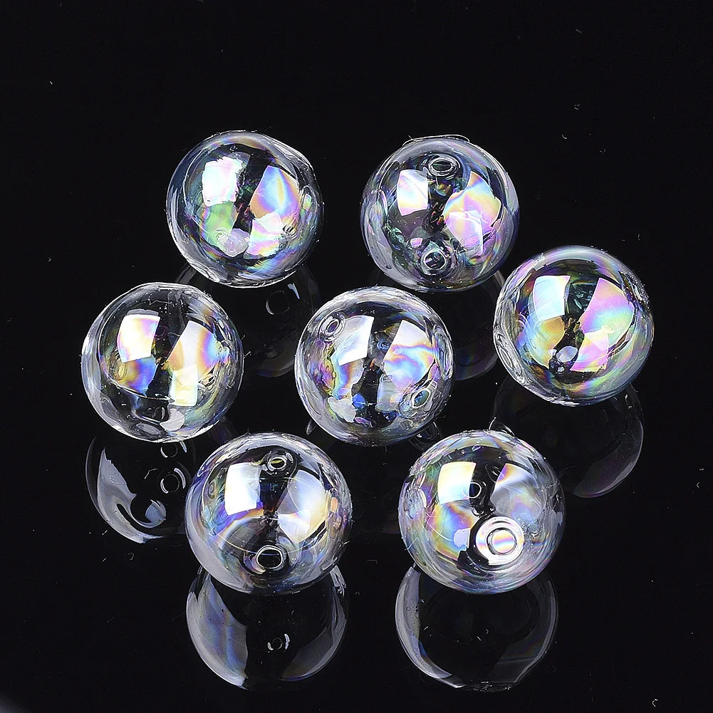 

Pandahall 5pcs/Lot Round Clear Drilled Handmade Blown Glass Globe Beads 12-28mm for Jewelry Making DIY Bracelet Earring Decor