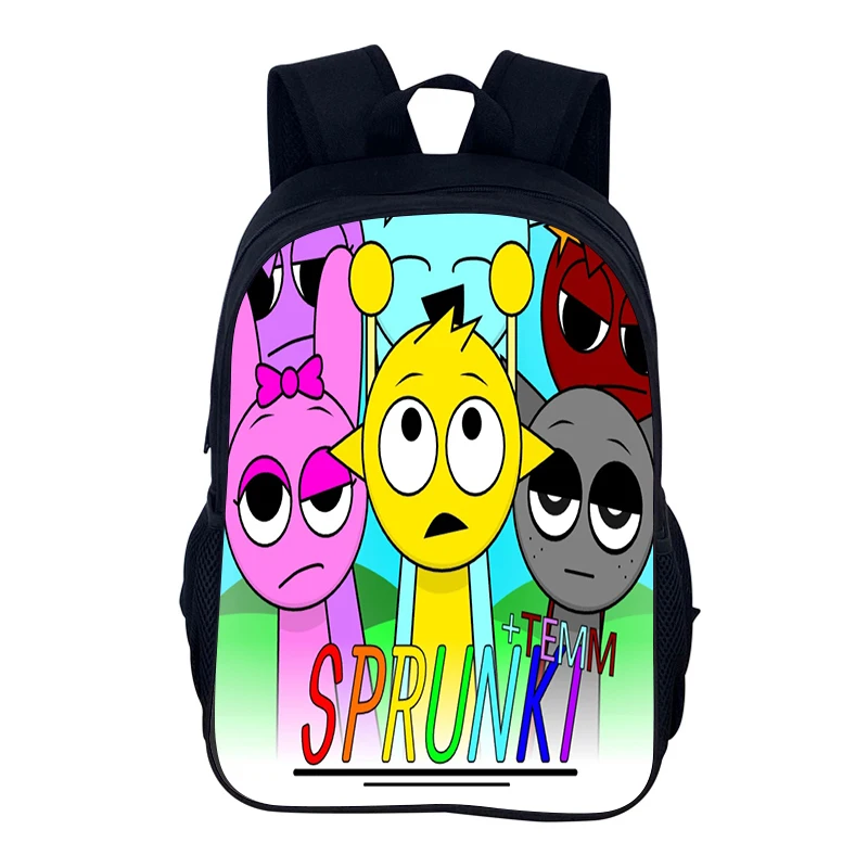 Sprunki Game Backpack Cartoon School Bag 40cm/15.7inch Backpack Lightening Zipper Backpack Book Bags Computer Backpack