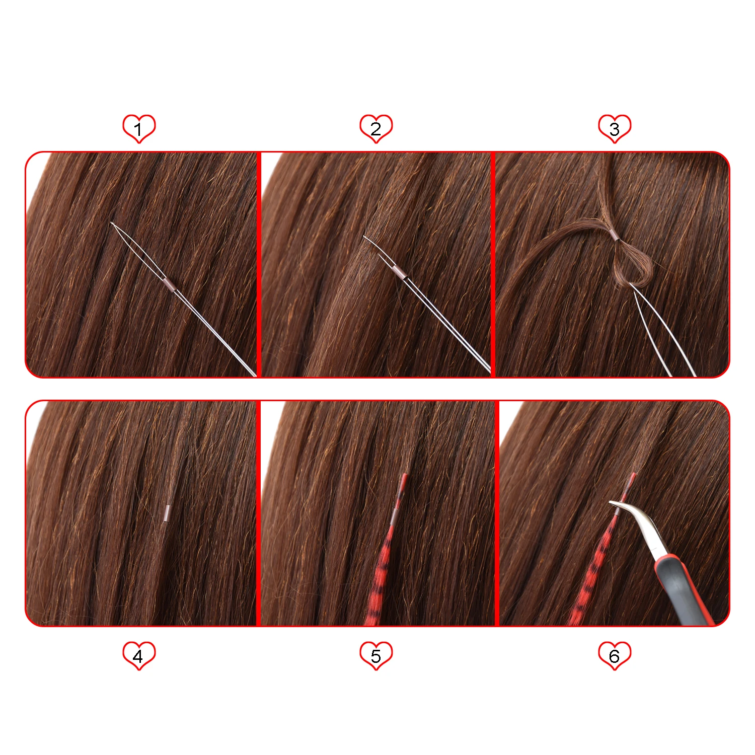 500pcs 3.0*2.7*6.8mm Copper Tubes for Hair Extensions Straight  Euro Locks Hair Rings/Beads/ Links for I tip Hair Extension view 3