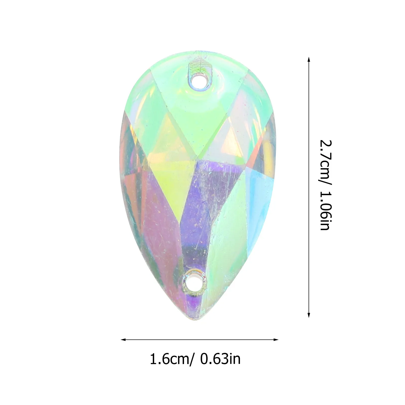 50개 눈물방울 모양 레진 라인스톤 플랫백 17x28mm 바느질 접착 크리스탈 의상 장식용 레진 라인스톤 플랫백