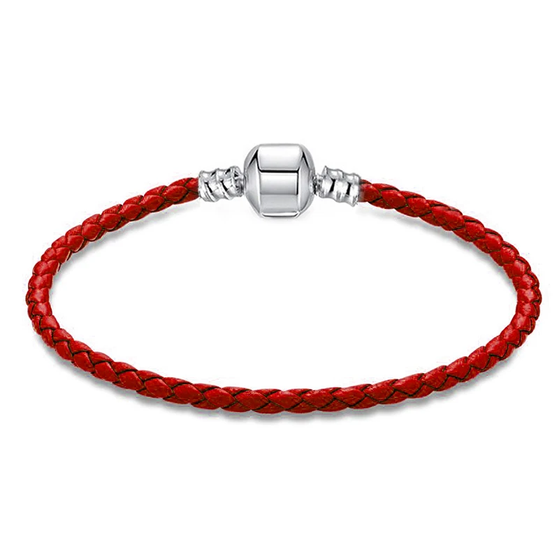 Red Classic Leather Charm Bracelet Fit Original DIY Bead Brand Bracelets For Women Jewelry Gifts Making Wholesale