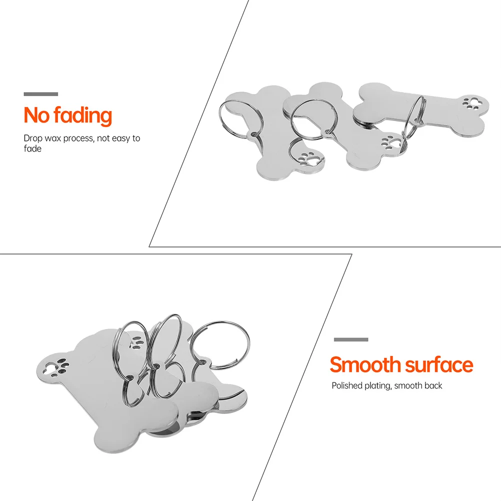 

6pcs Stainless Steel Pet Dog Tag ID Hanging Tags 40x20x1mm Bone Shape Engraved Name Phone Number Pendant Cat Dog charms