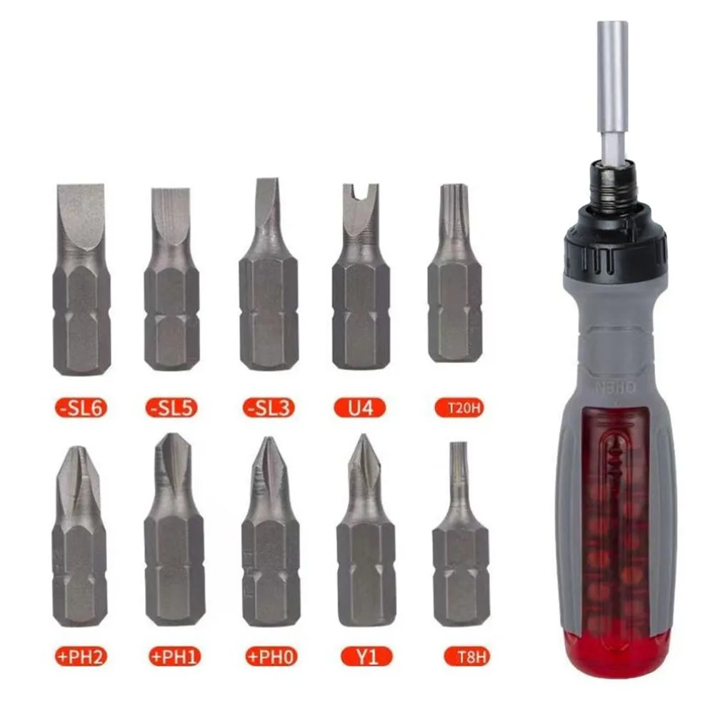 10 In 1 Ratchet Screwdriver Set Telescopic Magnetic Portable Drill Bits Storage Wrench Screwdriver Set Hand Tools
