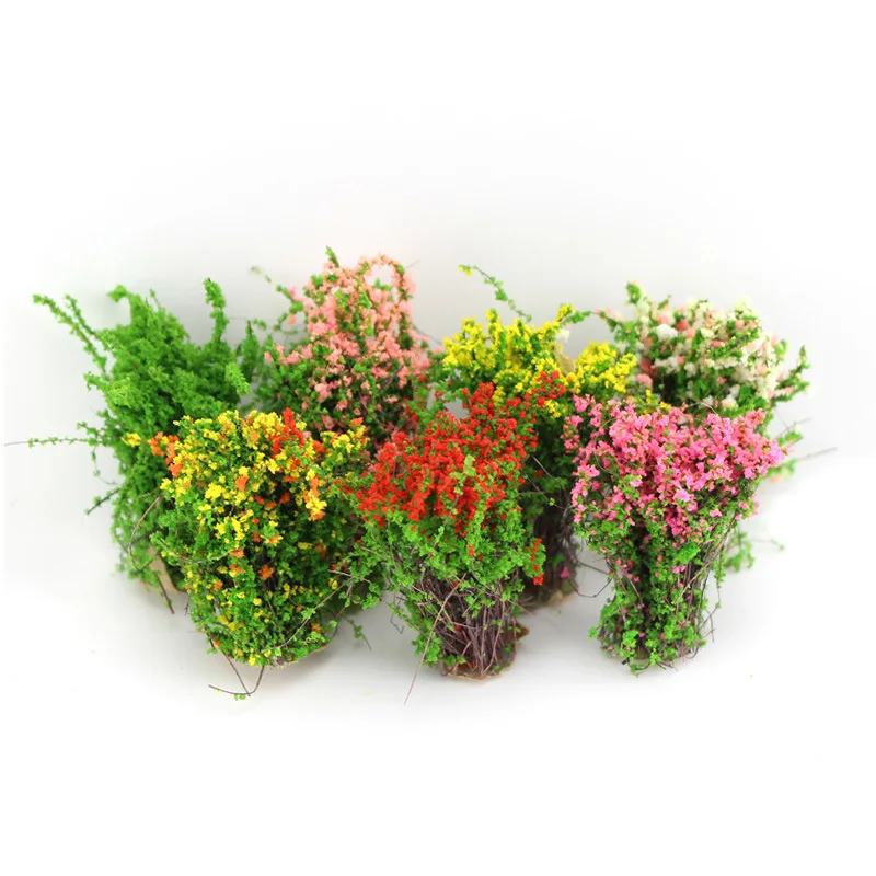 3Pcs Simulation Miniature Shrub/Flower Model Diy Plant Material For Garden/Building Sand Table Scene Layout Diorama Kit