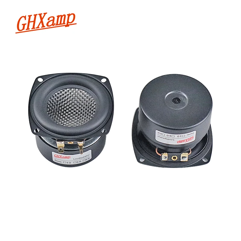 GHXAMP Carbon Fiber Cone 3 inch 78mm Subwoofer HIFI Speaker Unit Square 20Core Rubber Side 4ohm 25W 78HZ Waterproof 1Pairs