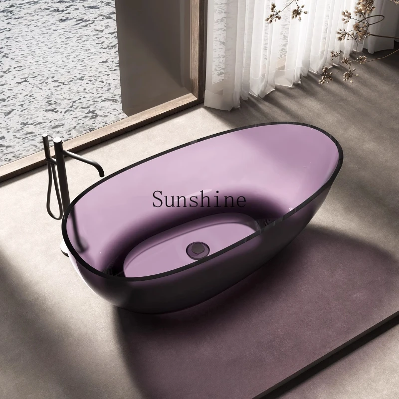 

Independent integrated goose egg type household bathtub Hotel B & B Color transparent resin art Bath