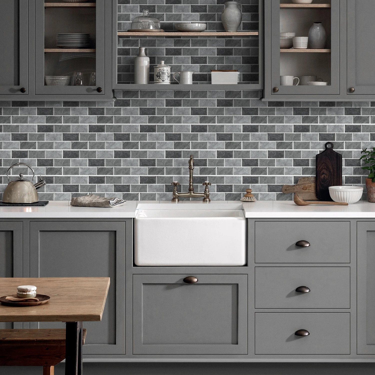 

Simple geometric mosaic tile stickers for bathroom, kitchen, living room, balcony, minimalist space decoration stickers