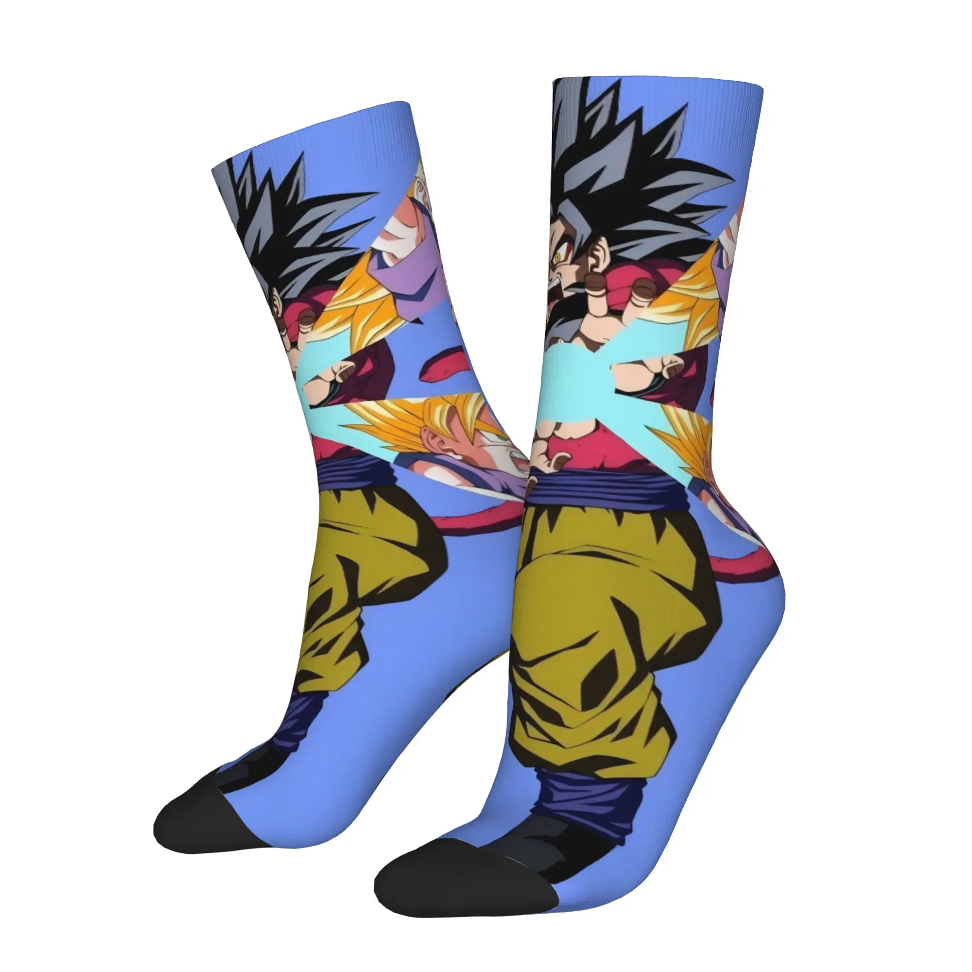 Funny Sock Dragon Ball Goku Multiple Forms Harajuku Seamless Pattern Printed Men Socks Novelty Men's Socks