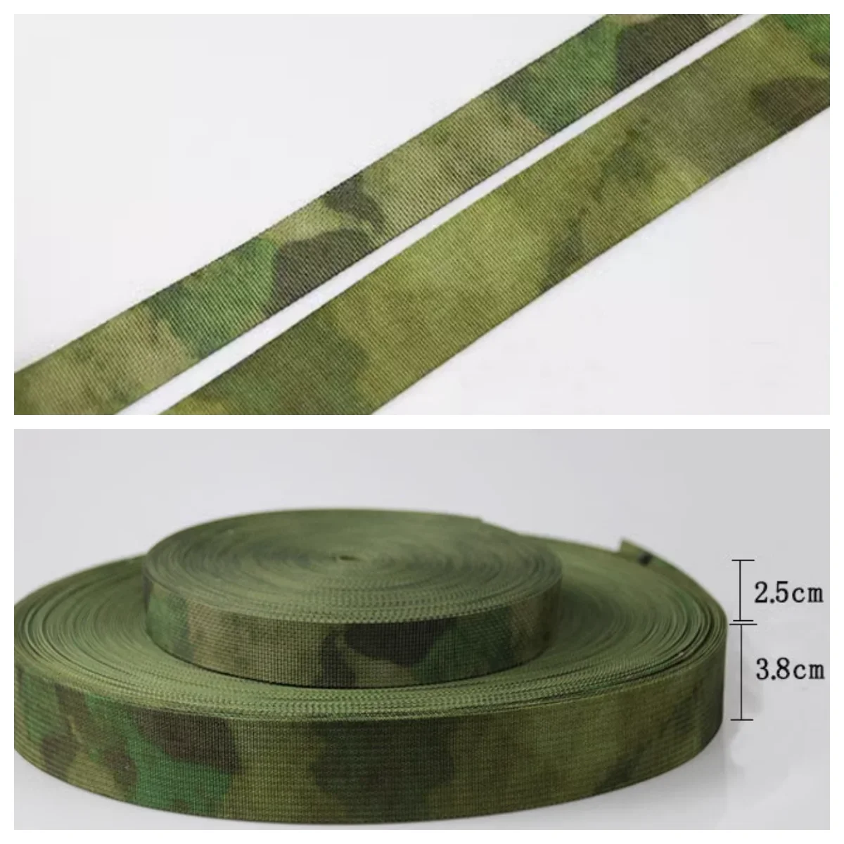 1 Meter 2.5cm 3.8cm lebar FG reruntuhan kamuflase anyaman A-TACS non-elastis strip tas taktis tali sabuk Molle DIY Aksesori