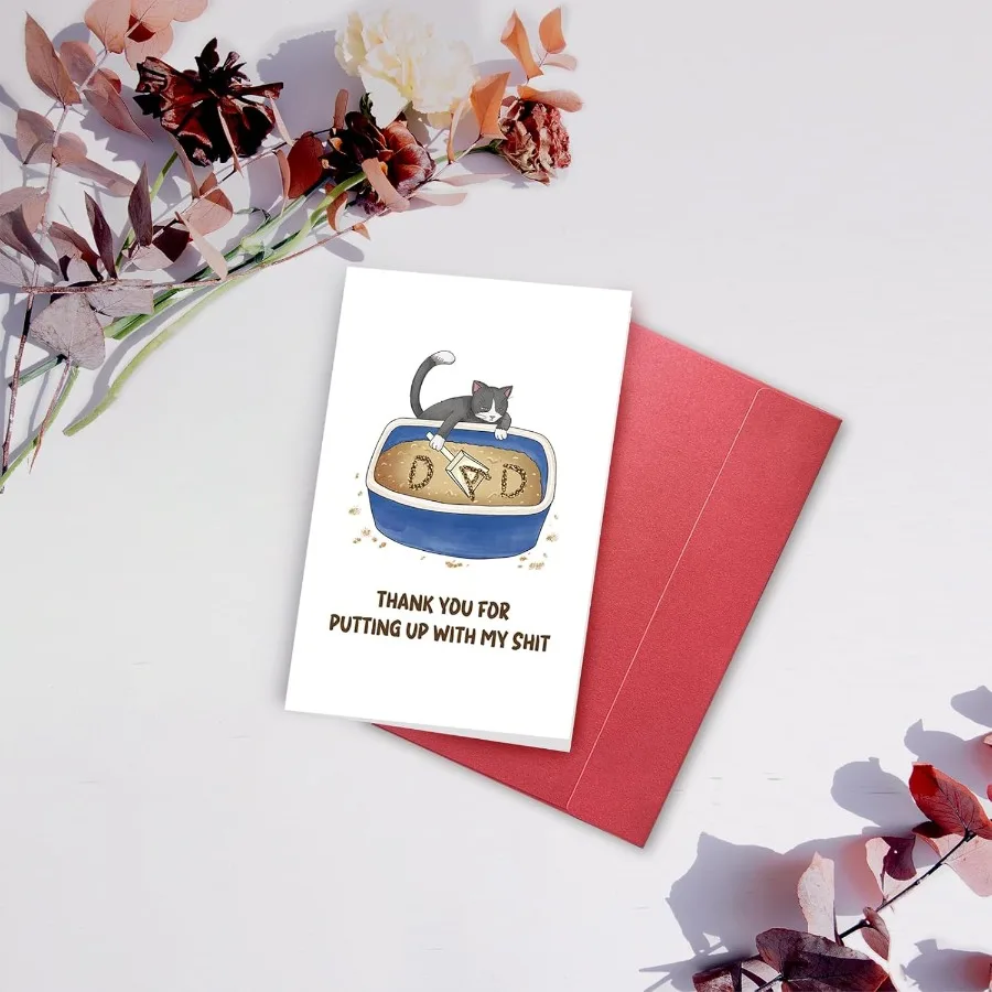 Hilarious Father's Day Card for Cat Dad Witty Birthday Gifts for Cat Lover Happy Fathers Day Gift from Cat