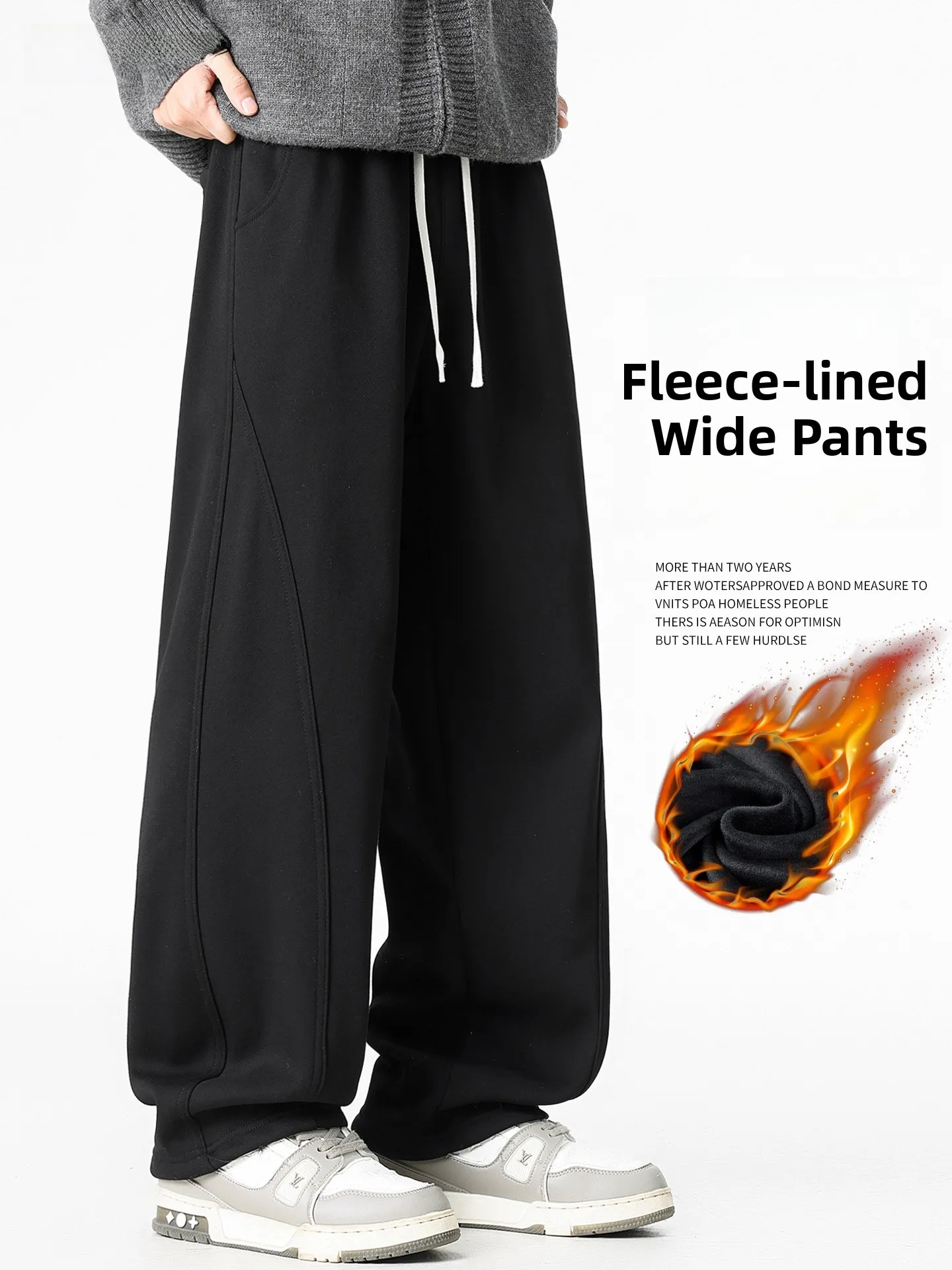 

Мужские черные утепленные флисовые брюки прямого кроя для повседневной носки, зимние теплые удобные спортивные штаны прямого кроя