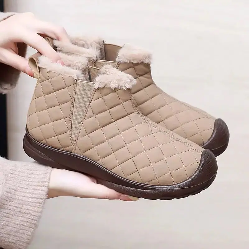 

2025 зимняя новая женская повседневная хлопковая обувь с флисом для холодной погоды, противоскользящая и прочная, бесплатная доставка, зимняя обувь