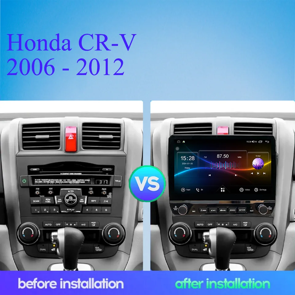 أندرويد 14 8G + 128G Carplay راديو السيارة لهوندا CR-V CRV 2006-2012 سيارة فيديو الموسيقى مشغل وسائط متعددة مسجل شرائط لتحديد المواقع والملاحة