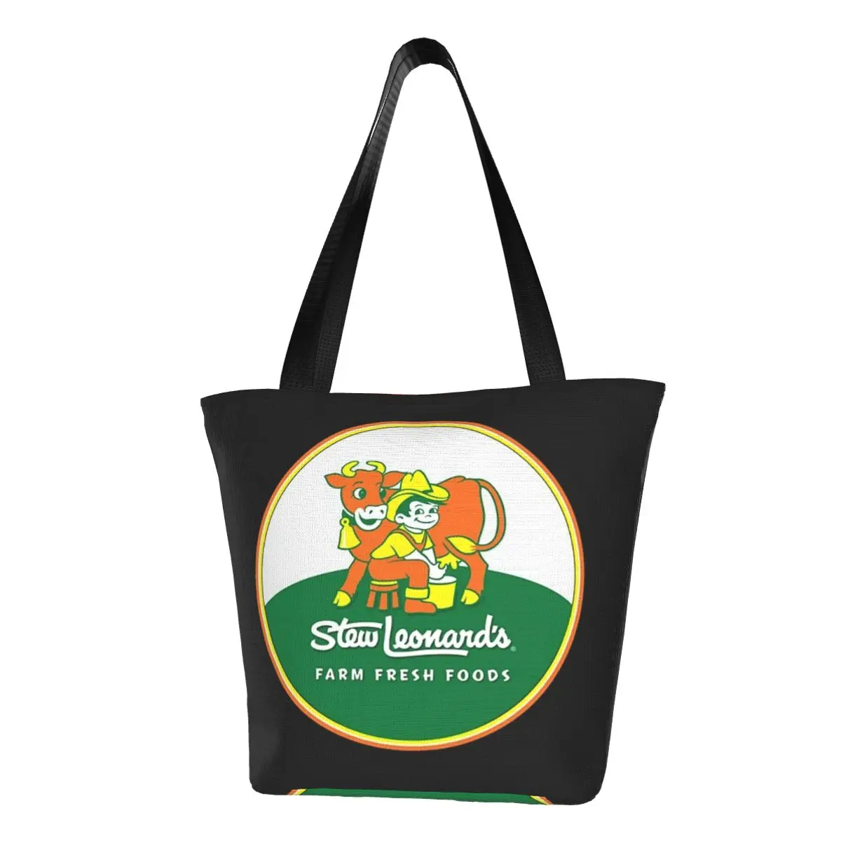 Stew Leonards Casual Shoulder Tote Shopping Bag Large Capacity Wider Handloom For Beachcombing Halloween Gift