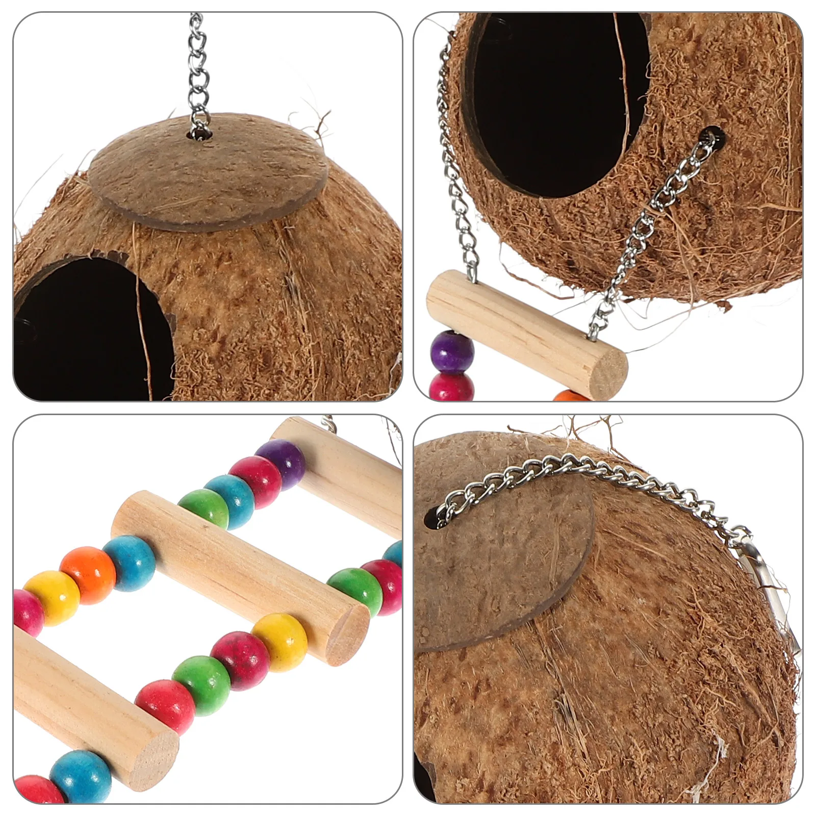 

Coconut Reptile Hanging - Creative Reptile Cave with Ladder, Functional Sleeping Nest for Pet Comfort and Terrarium