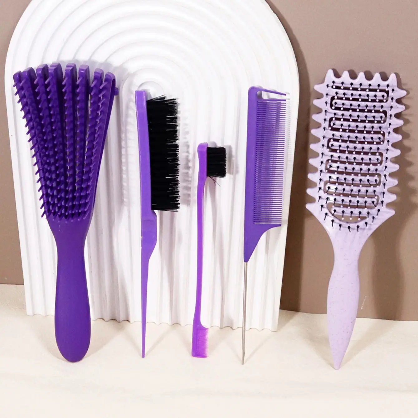 5pcs hair styling set, suitable for home hair salons, anti-static, anti tangling,special for real hair wigs