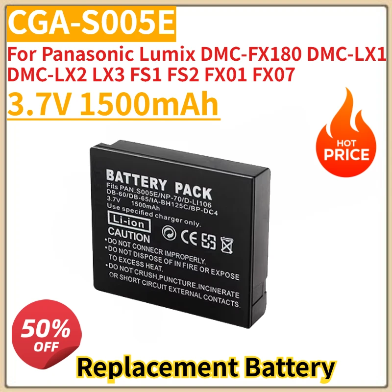 

High Quality New CGA-S005E NP70 Camera Battery 3.7V 1500mAh for Panasonic Lumix DMC-FX180 DMC-LX1 DMC-LX2 LX3 FS1 FS2 FX01 FX07