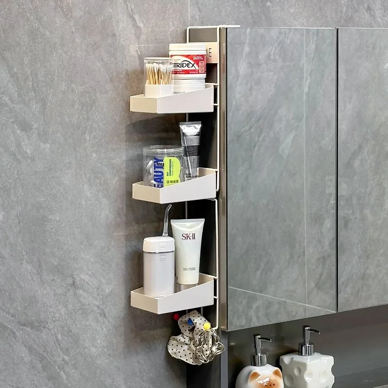 Bathroom mirror cabinet side storage rack, bathroom storage artifact lower hanging hanger