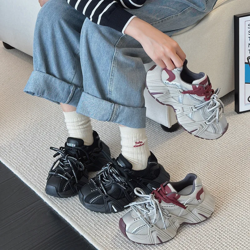 

Women's shoes 2026 new sports thick soled dad shoes women's breathable casual versatile sports shoes