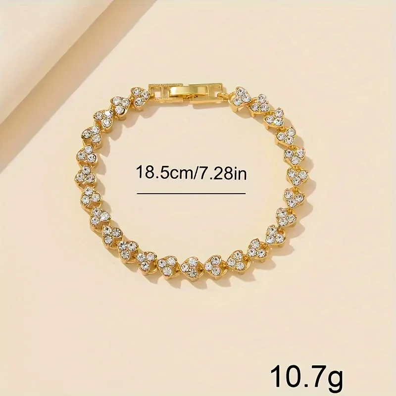 2pcs Rhinestone Round Quartz Watch Alloy Pointer With Rhinestone Bracelet Ideal Choice For Gifts Gifts For Eid