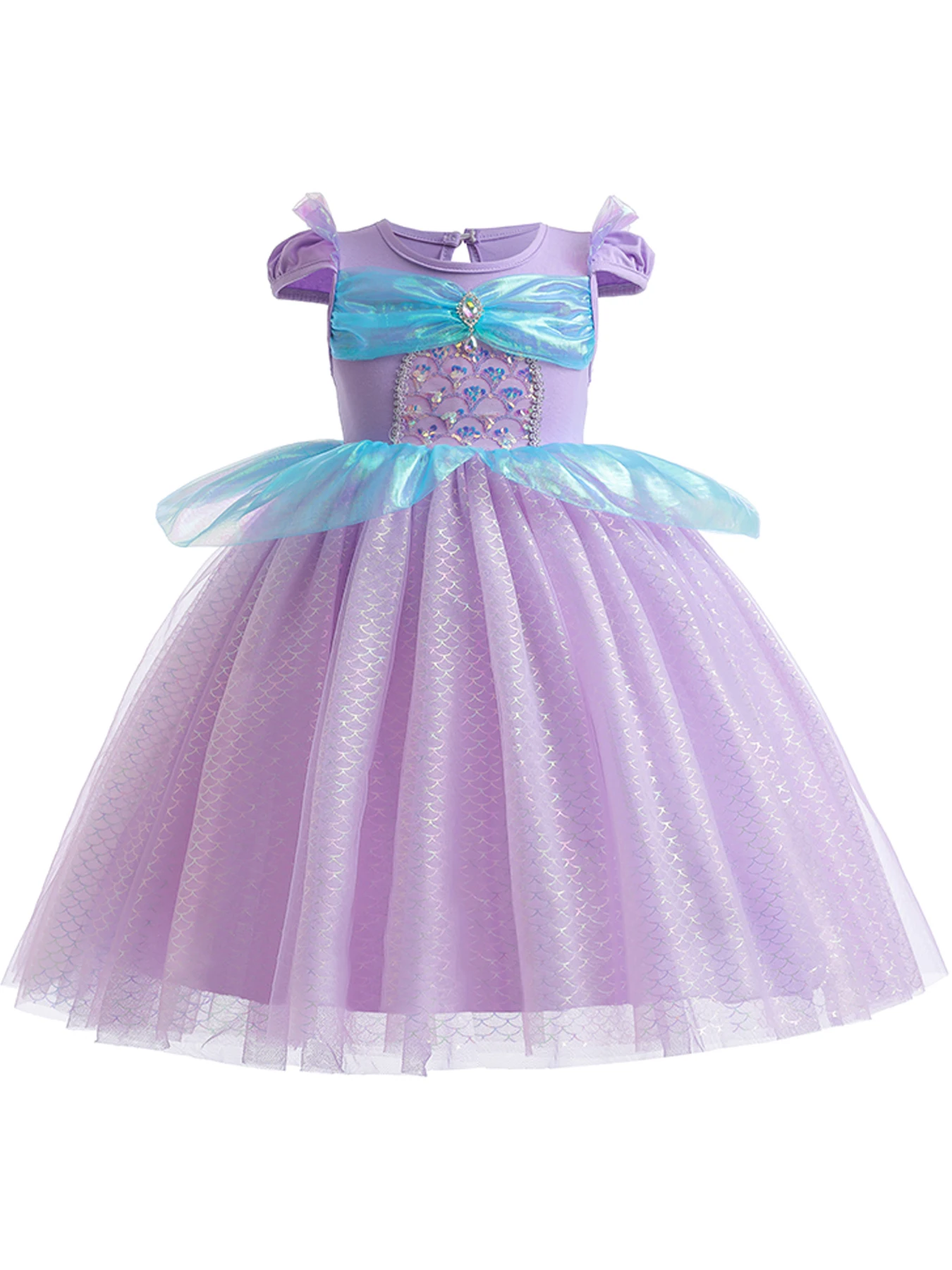 Cute Girls Cartoon Long and Short Sleeve Princess Dress,Layered Fantasy Mesh - Great for Festivals, Parties, Shows and Birthdays