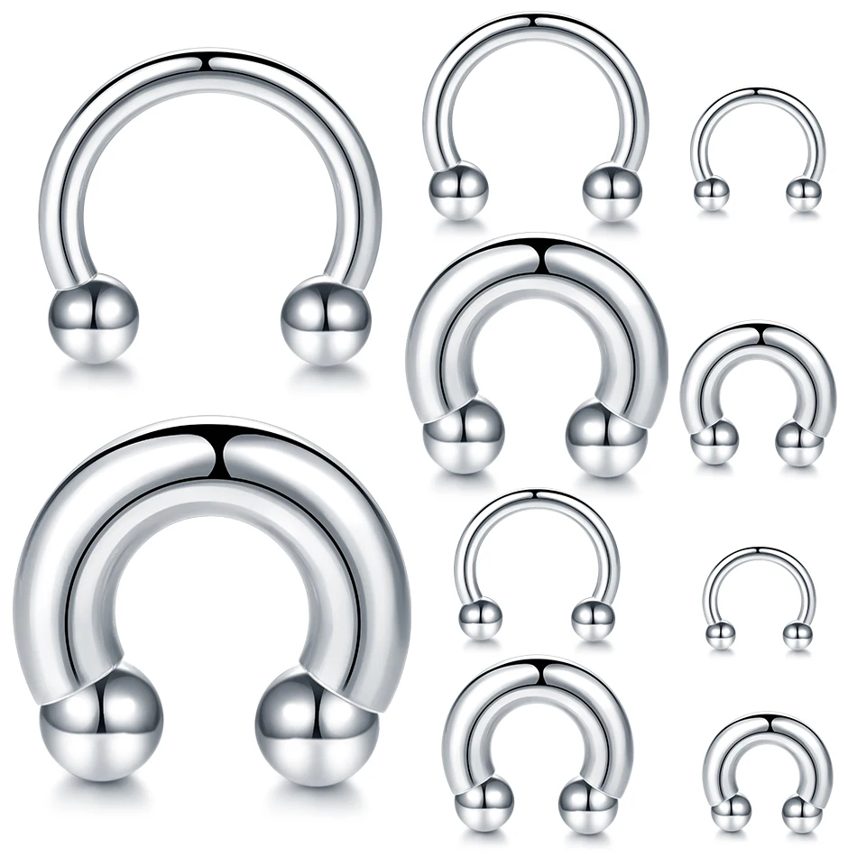 1PC stal 00G-8G CBR podkowa kolczyk w nosie gwint wewnętrzny duży wskaźnik piercing nos ucho Expander przegroda kolczyk Piercing biżuteria
