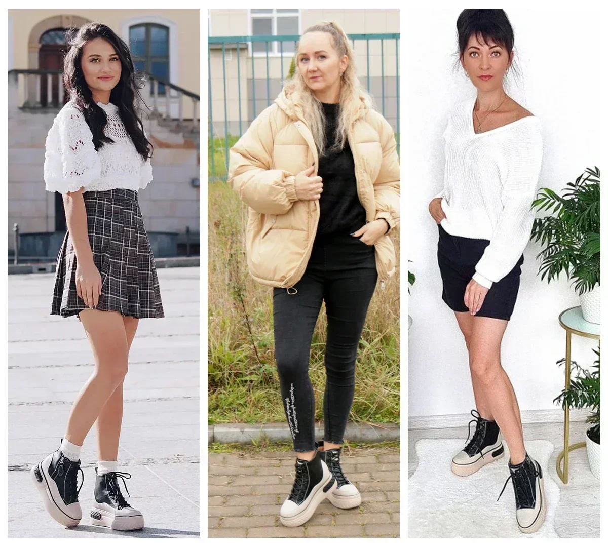 Fujin High Top Women Shoes Genuine Leather 8cm Platform Boots Ankle Wedge Hidden Heel Zip Autumn Warm Fur Winter Shoes Sneakers image 4