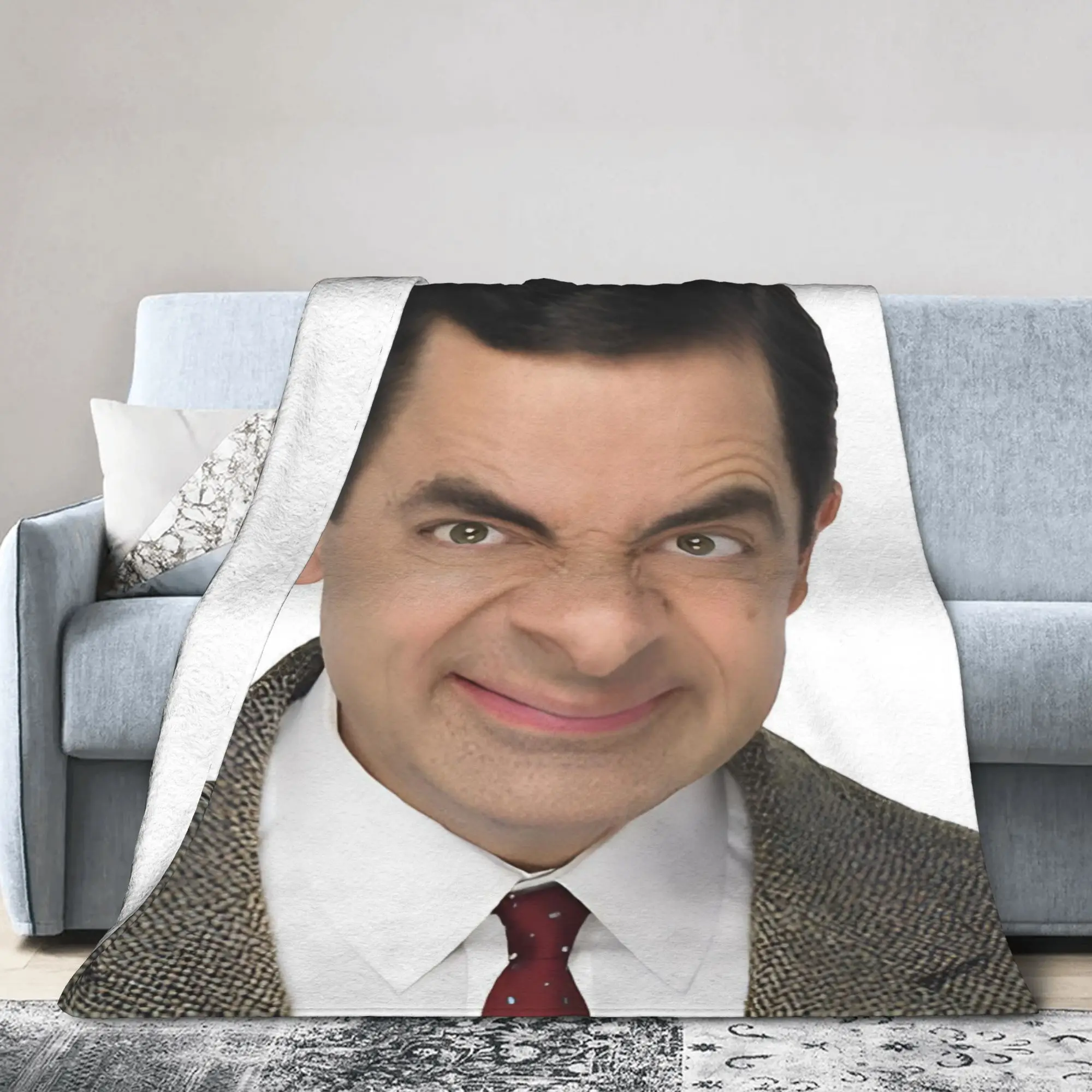 Cartoon Mr. Bean Rowan Atkinson Comedian Flannel Blanket  Soft Durable Throw Blanket for Outdoor Travel Bedspread Sofa Bed Cover