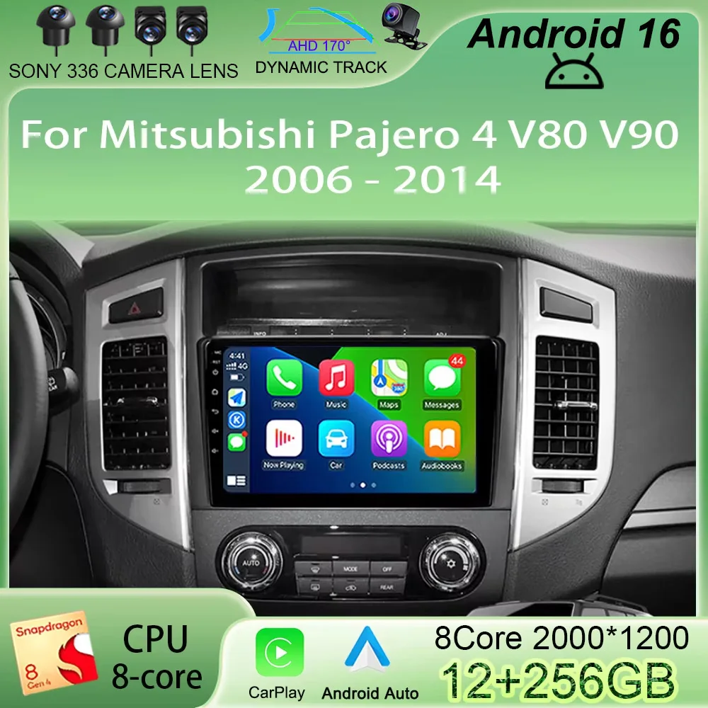 

Автомагнитола Android 16 для Mitsubishi Pajero 4 V80 V90 2006-2014, 4G, мультимедийный видеоплеер, навигация GPS, камера 360°, QLED