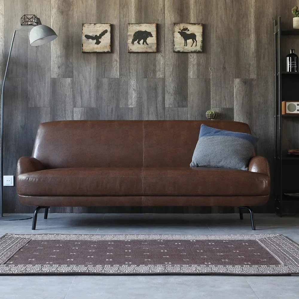 

Современный трехместный диван из искусственной кожи коричневого цвета для гостиной