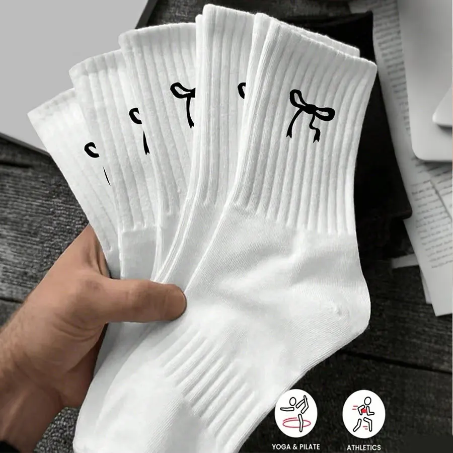 

10 pairs of white socks, women's new butterfly knot white student socks, sports and casual socks