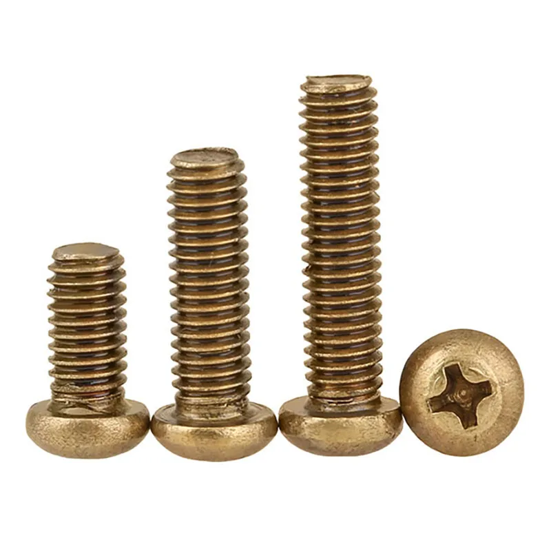 M4 M5 M6 Brass  Round Head Cross Groove Screws   Brass Phillips Cross  Machine Screw   Pan Head Philips Screw Bolts