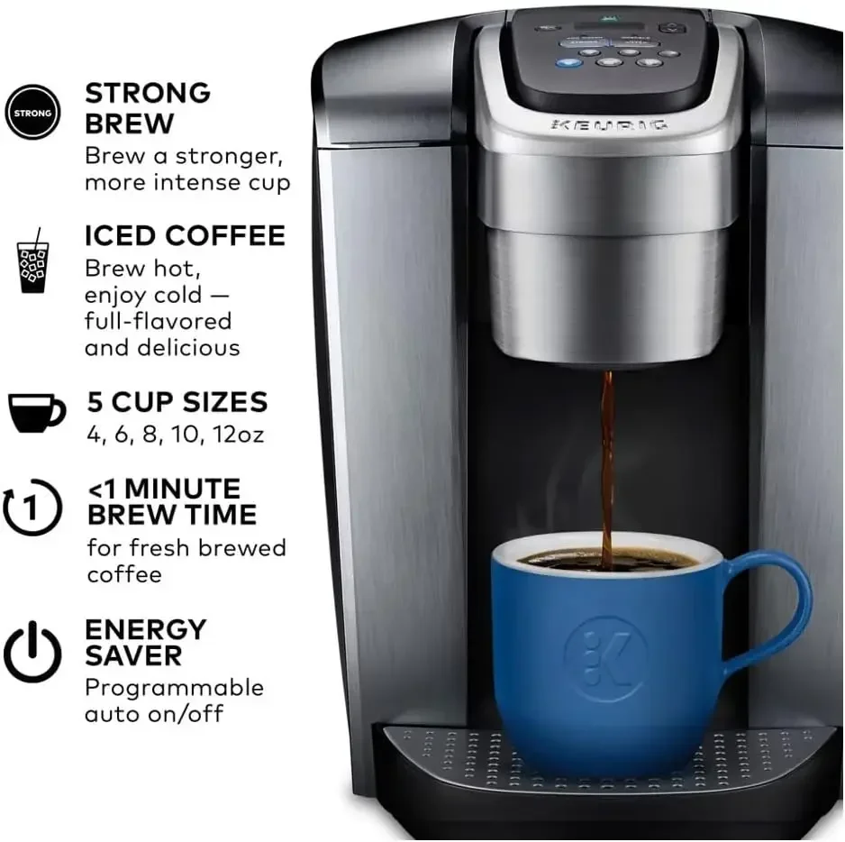 K-Elite Single Serve K-Cup Pod Programmable Coffeemaker (Brushed Silver)