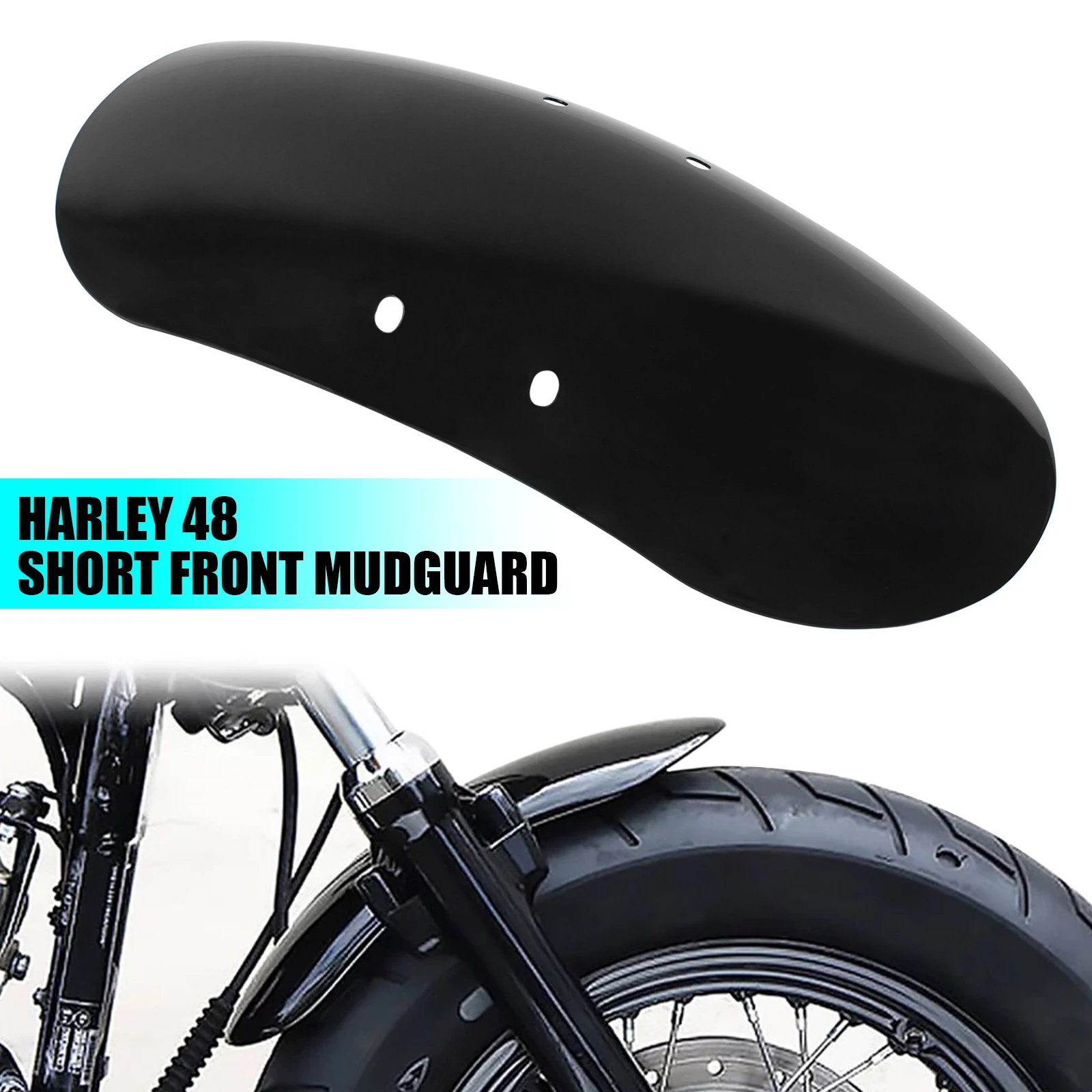 Motorrad glänzend schwarz kundenspezifischer kurzer vorderer Kotflügel für Harley Sportster Forty Eight XL1200X 2010–2017 2016 2015 2014