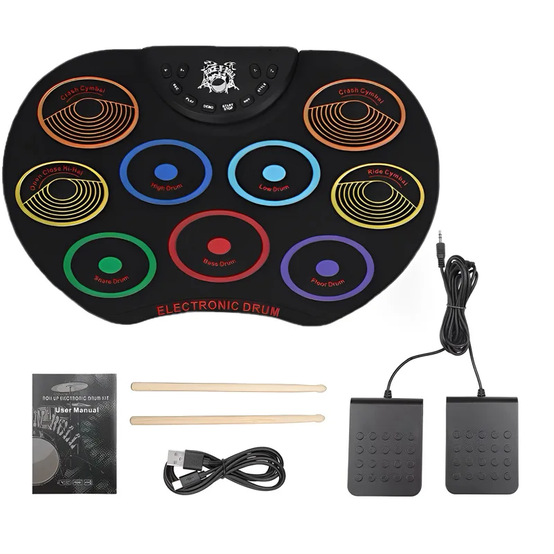 portable-9-pads-electronic-roll-up-drum-kit-electronic-digital-drum-musical-kids-gift