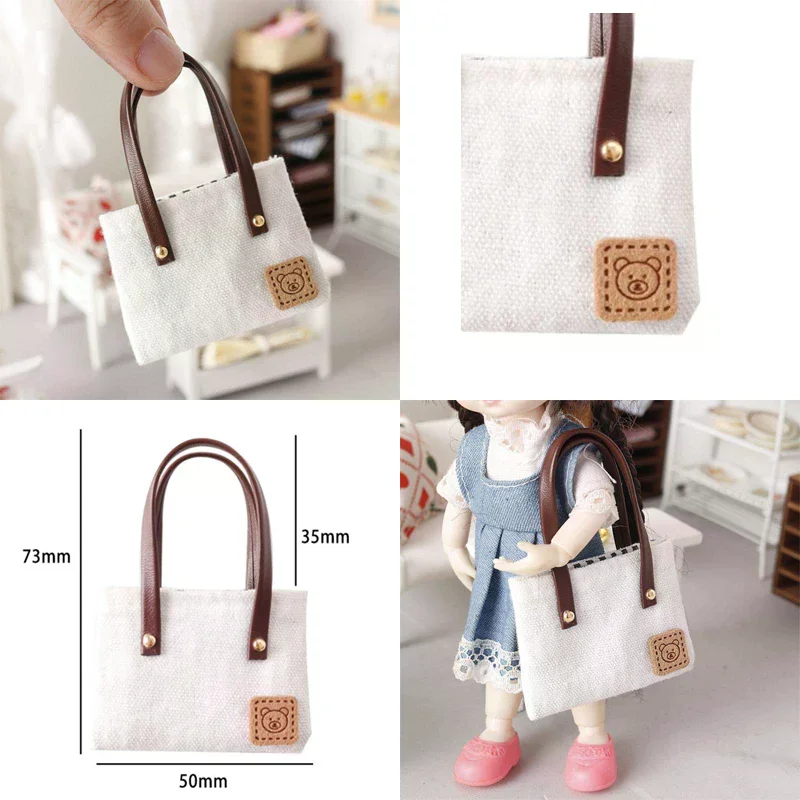 

Dollhouse Scene Decoration Simulation Pretend Play Mini Canvas Bag Shoulder Bags Doll Clothes Accessories Micro Toys