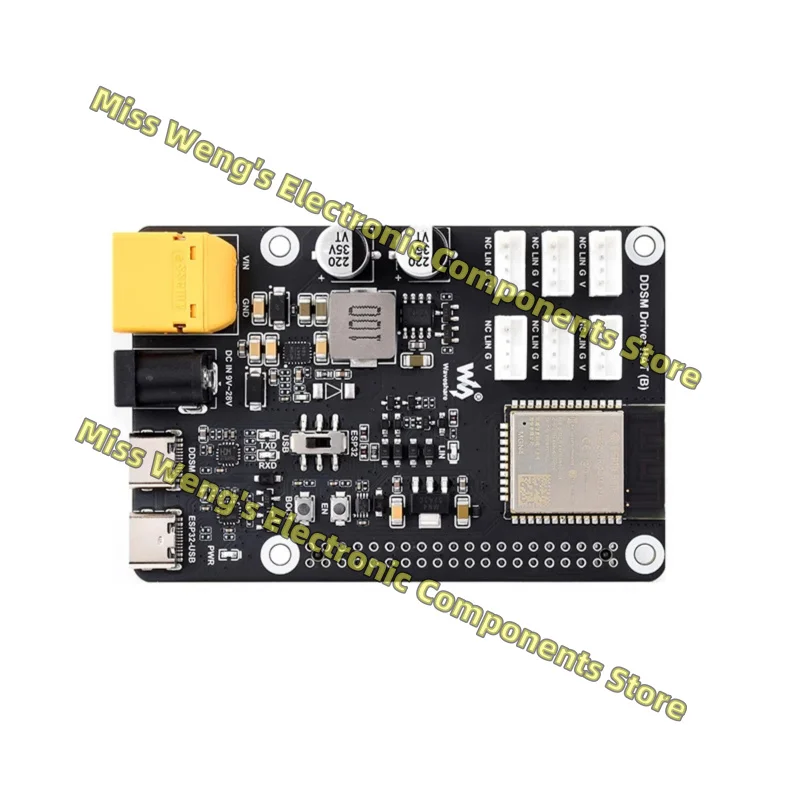 

Плата привода двигателя ESP32, сервопривод с прямым приводом, предназначенная для поддержки 2,4 ГГц WiFi RPi 5, DDSM-драйвер HAT (B)